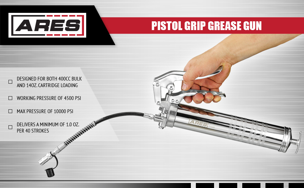 ARES 71040 Pistol Grip Grease Gun Includes 12Inch High