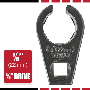 3/8-inch Drive by 7/8-inch (22mm) Offset Oxygen Sensor Socket