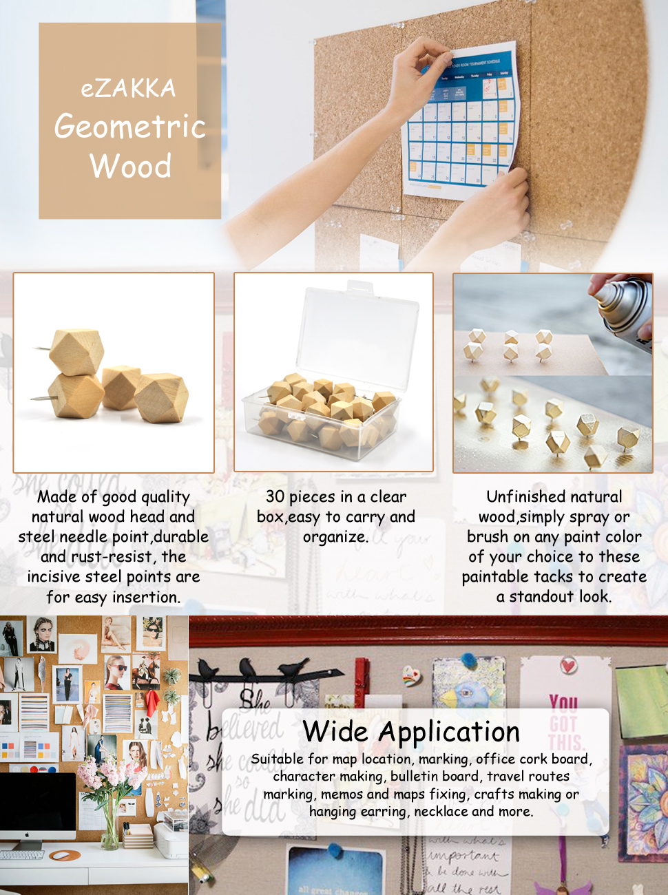 50 Decorative Thumb Tacks Push Pins For Map Photos Posters