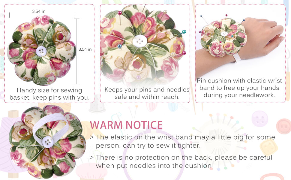 eZAKKA Pin Cushion Polka Pumpkin Wrist Pin Cushions