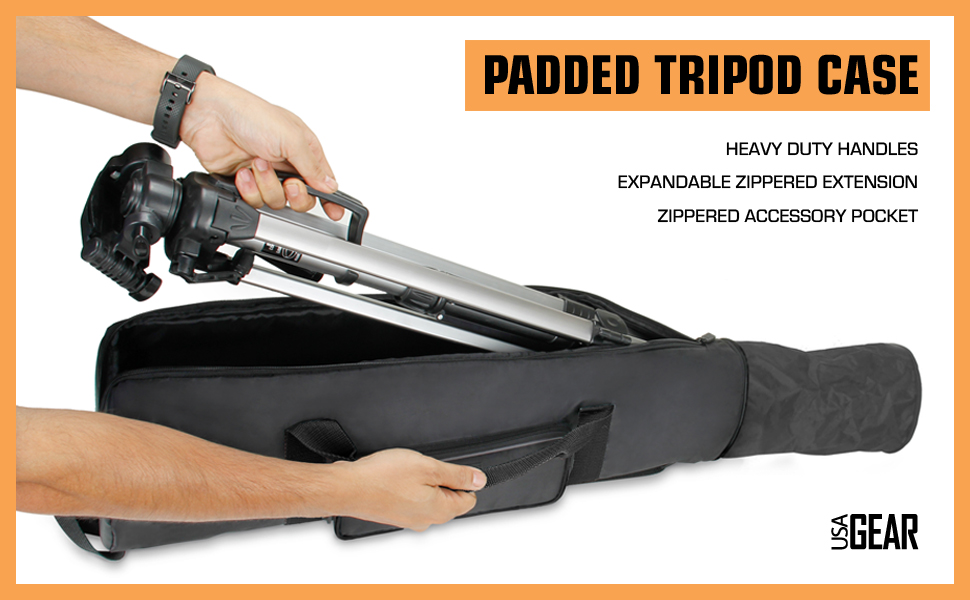 USA Gear Padded Tripod Case Bag Holds Tripods from 21 to 35 inches Adjustable