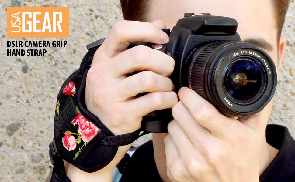 USA Gear DualGRIP Professional Grip Camera Hand Strap with Neoprene Design and