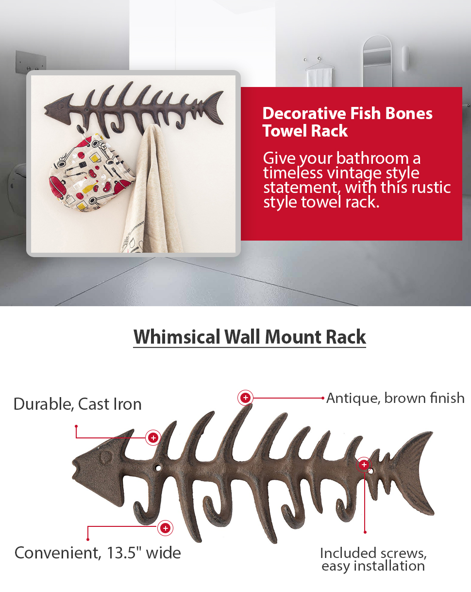 Decorative Fish Bones Wall Mount Towel Rack by Comfify
