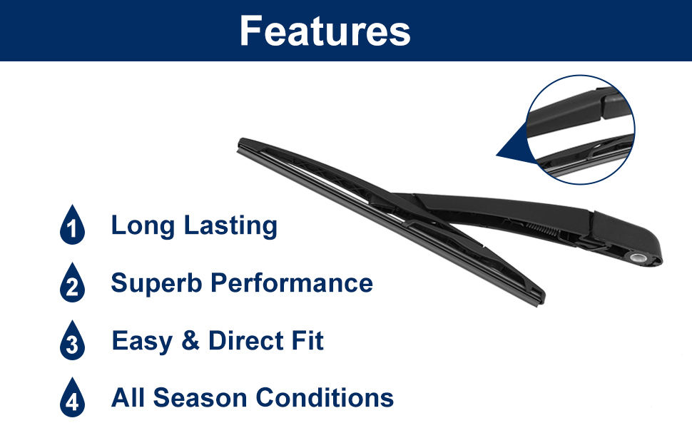 X AUTOHAUX Rear Windshield Wiper Blade Arm Set for Chevy