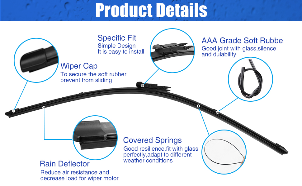 X AUTOHAUX 24" 21" Front Windshield Wiper Blades for Buick