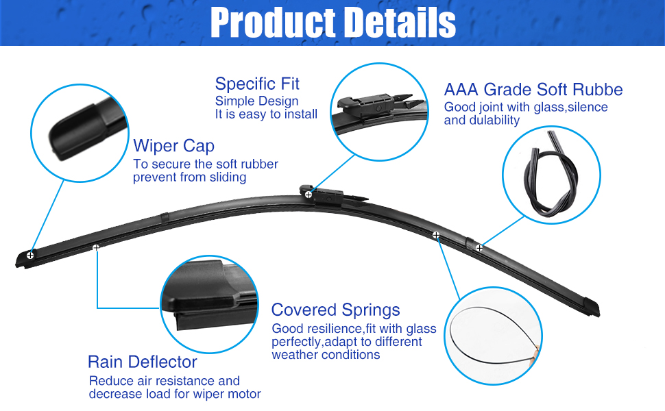 X AUTOHAUX 27" 27" Front Windshield Wiper Blades for Ford Fusion Kuga