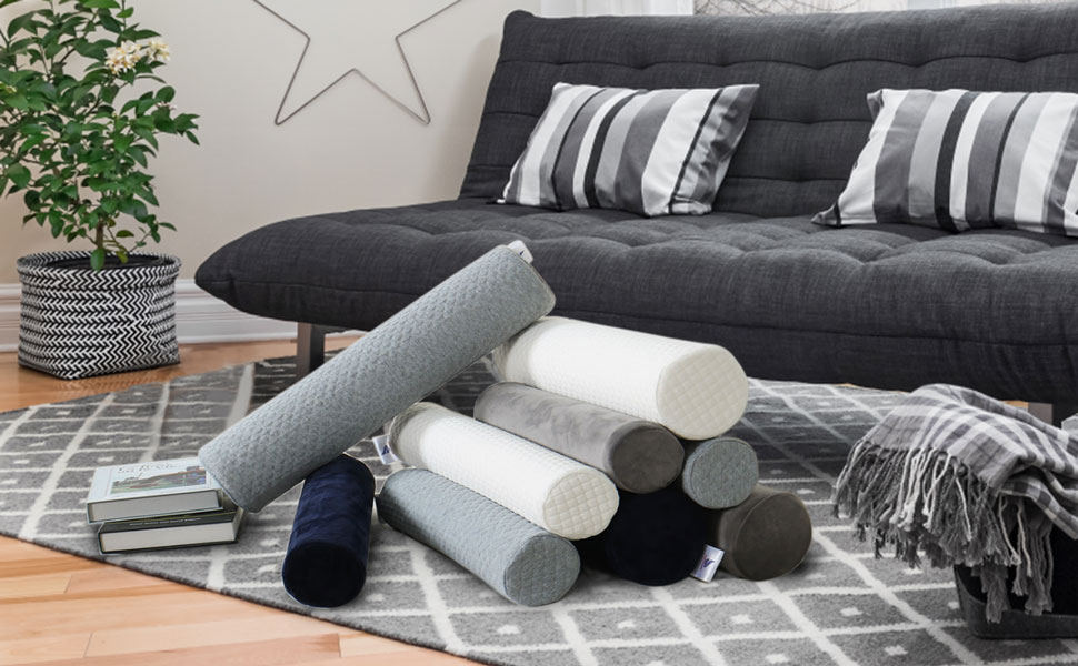 uxcell Round Memory Foam Pillow Cervical Bolster Neck Back