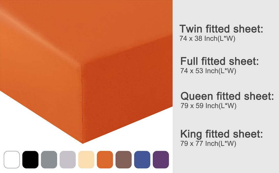 uxcell Fitted Sheet Only, 200 Thread Count 100 Cotton