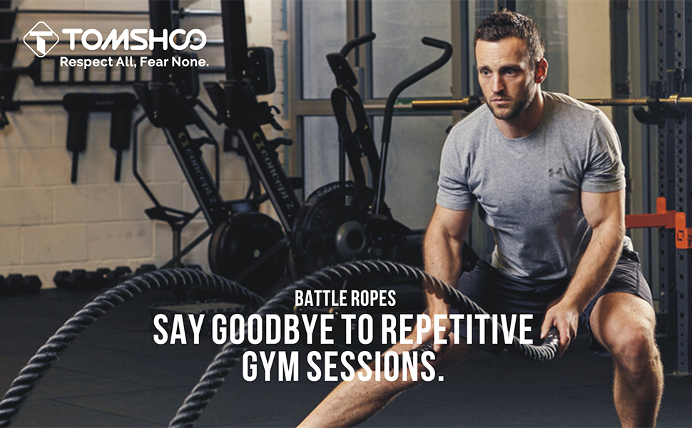 TOMSHOO Battle Rope Workout Training Undulation Exercise