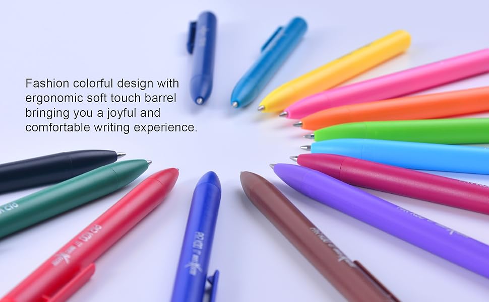 ParKoo Retractable Gel Ink Pens 14 Assorted Colors 0.7mm