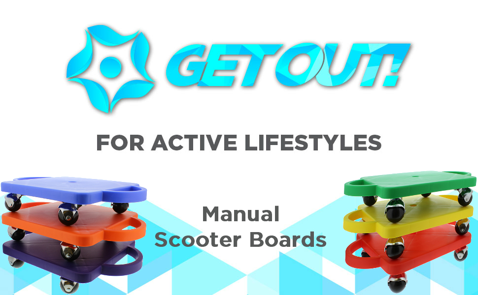 Get Out! Plastic Scooter Board 6Pack, Wide Handles, 12” x