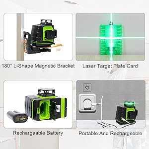 Huepar 3x360 Laser Level 3d Green Beam Self Leveling Cross Line