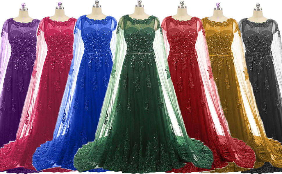 formal dress with cape