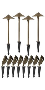 low voltage landscape lighting kit set spotlight path light yard outdoor pathway walkway garden 12V