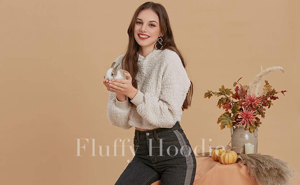 fluffy crop hoodie