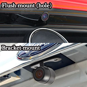 2 in 1 rear view camera: 2 kinds of installation options flush mount hole bracket mount backup cam