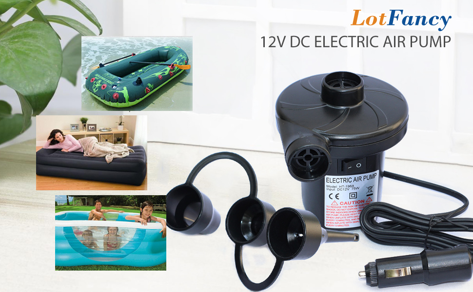 12V DC Electric Air Pump for Intex Inflatable Air Mattress Bed Boat