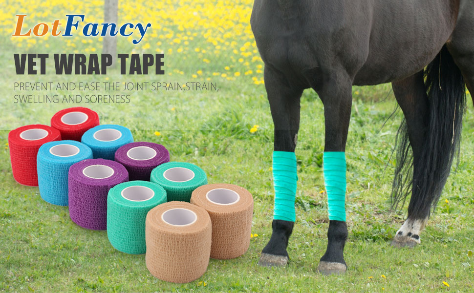 LotFancy Vet Wrap for Horses Dogs, 10 Pack, 2 inch x 5 Yards Self Adhesive Bandage
