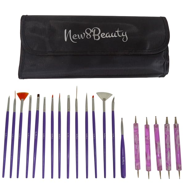 Nail Art Brushes, Dotting Pens Marbling Detailing Painting Striping Tools 20pc Kit