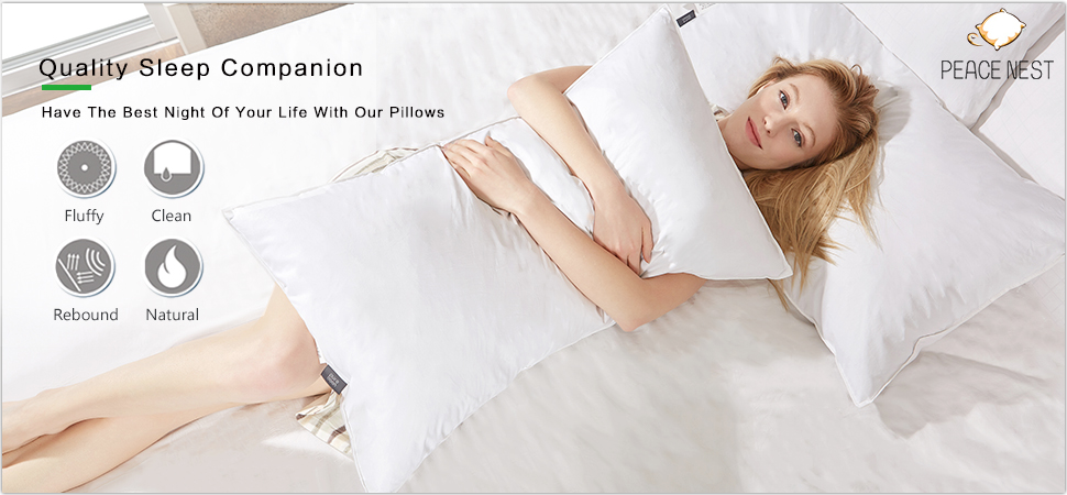 2 Pack King Size Peace Nest Down And Feather Pillows For Stomach