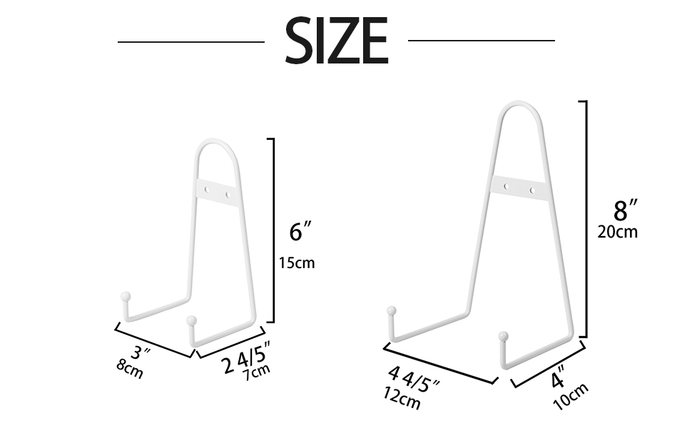 6 inch Medium White Metal wall Mount Display Easel Plate