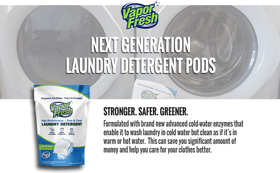 Vapor Fresh Laundry Detergent Pods Free and Clear
