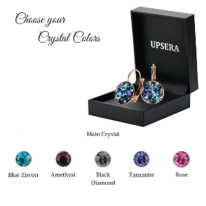 Multi-color Round Lever-Back Earrings for Women Made with Swarovski Crystals