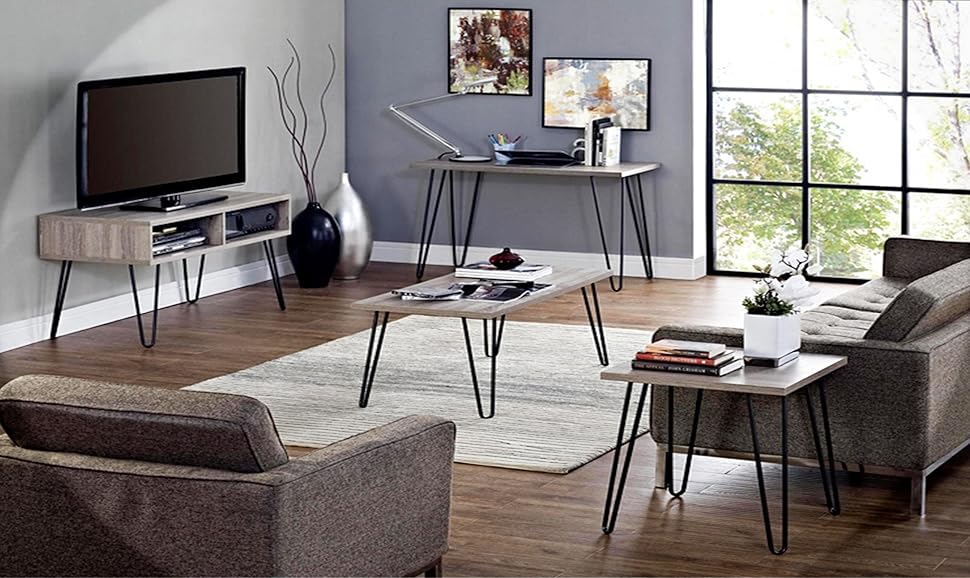 Hairpin Legs 3/8” Thick Satin Black Mid Century Modern (2 Rod 16" Set