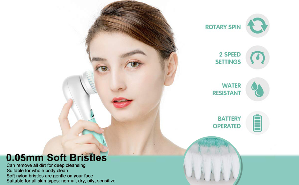 Facial Cleansing Brush, Targherle Facial Brush Waterproof Battery Operated Face