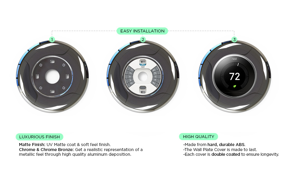Elago Wall Plate Cover For Google Nest Thermostat Wall Plate Polished Steel Compatible With Nest Learning Thermostat 1st 2nd 3rd Generation Us Patent Registered Amazon Com