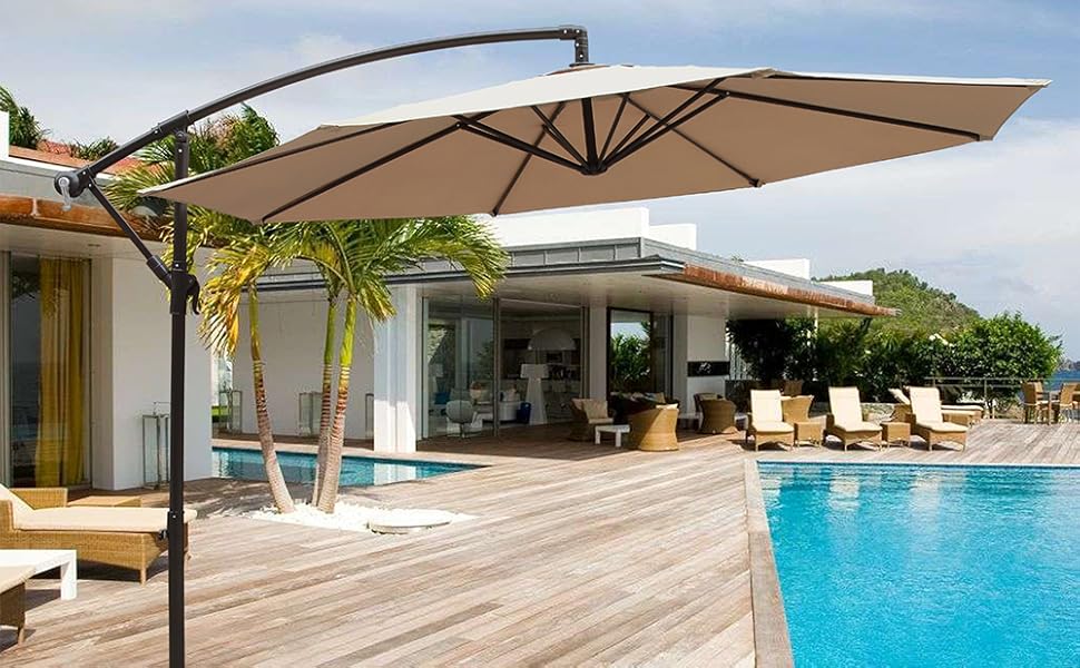 COBANA 10 Ft Patio Umbrella Offset Hanging Umbrella