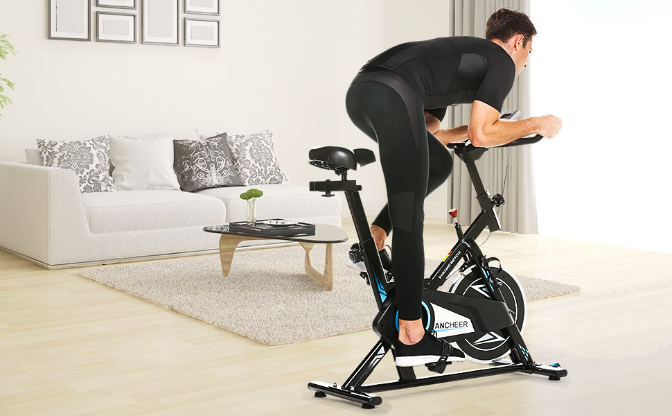 ancheer indoor cycling bike smooth quiet belt drive indoor stationary exercise bike