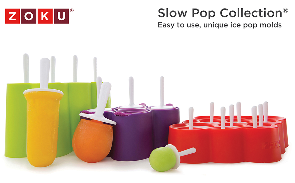 Zoku Mini Pop Molds, 9 Miniature Popsicle Molds With Sticks and Dripguards, Easy