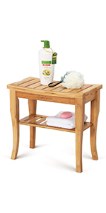bamboo shower chair teak shower seat shelf organize 