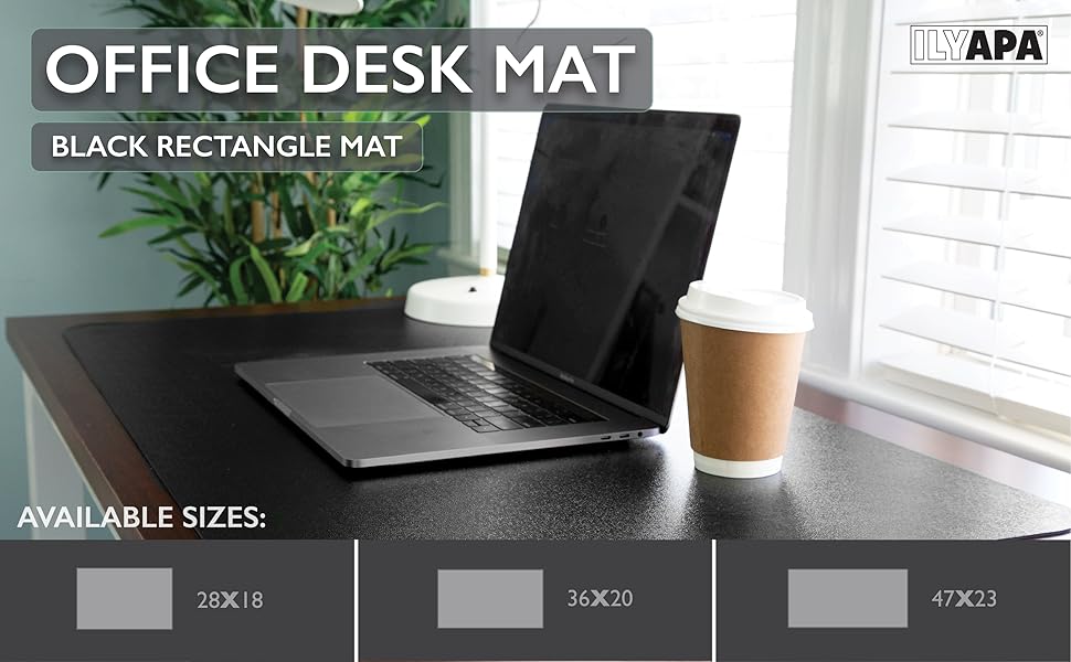 Office Desk Mat Black Textured 36 x 20 Inch Plastic Computer Pad for Desk