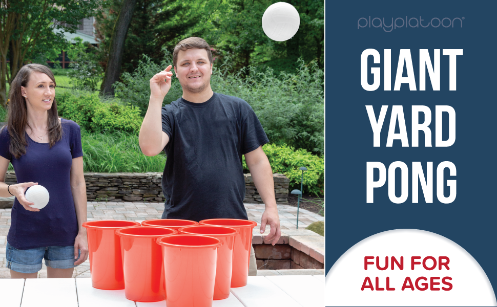 Play Platoon Giant Yard Pong Game Set 12 Buckets & 2