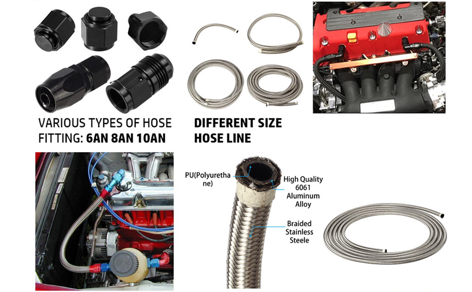 5 Ft 10AN AN10 (5/8") Universal Braided Stainless Steel Oil Fuel Gas
