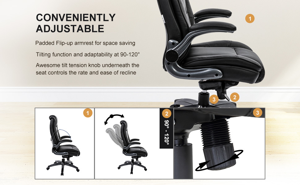 LCH High Back Office Chair Bonded Leather Executive Desk