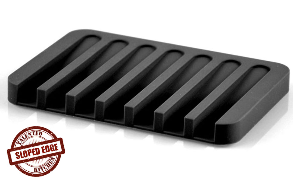 SILICONE SOAP DISH. DRAINER TRAY, BLACK Home & Kitchen