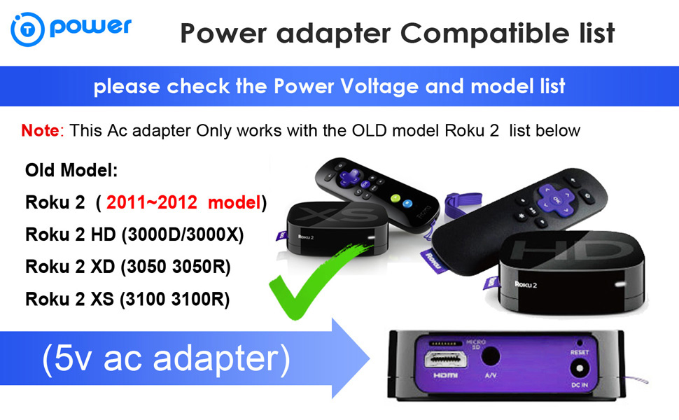 T POWER 5V Ac Dc Adapter Charger for Roku Soundbridge M1000