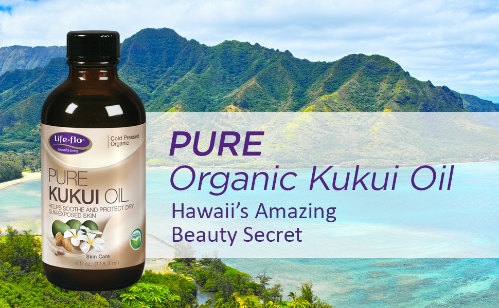 Life-Flo Pure Organic Kukui Oil Gentle Face Body Hair Moisturizer Soothes Dry Skin Damaged Hair 4oz