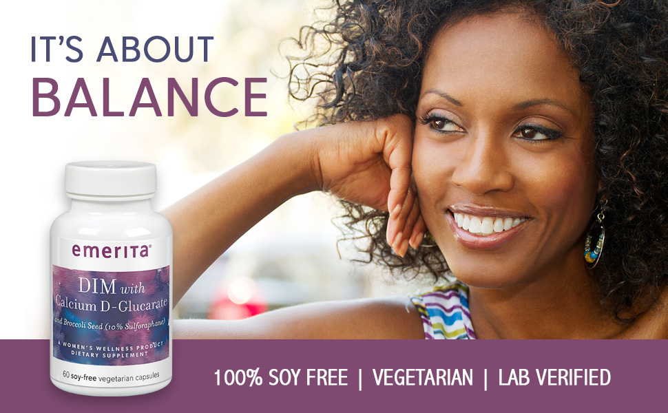 Emerita DIM Formula with Calcium D-Glucarate Women Balance Nutritive Support 60 Soy-Free VCaps