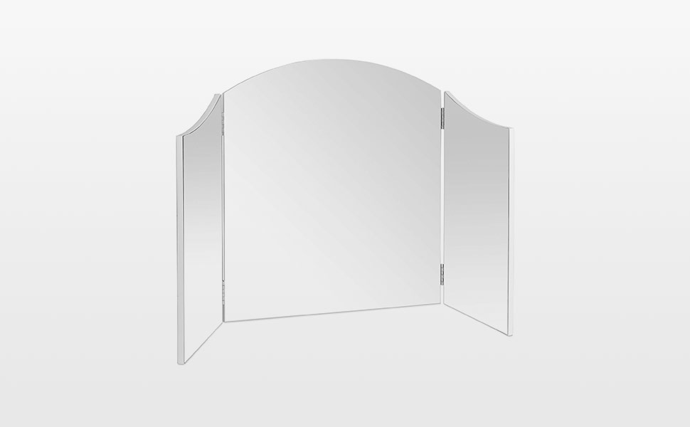 Beautify Large Vanity Trifold Makeup Mirror Folding Tabletop Hollywood Cosmetic