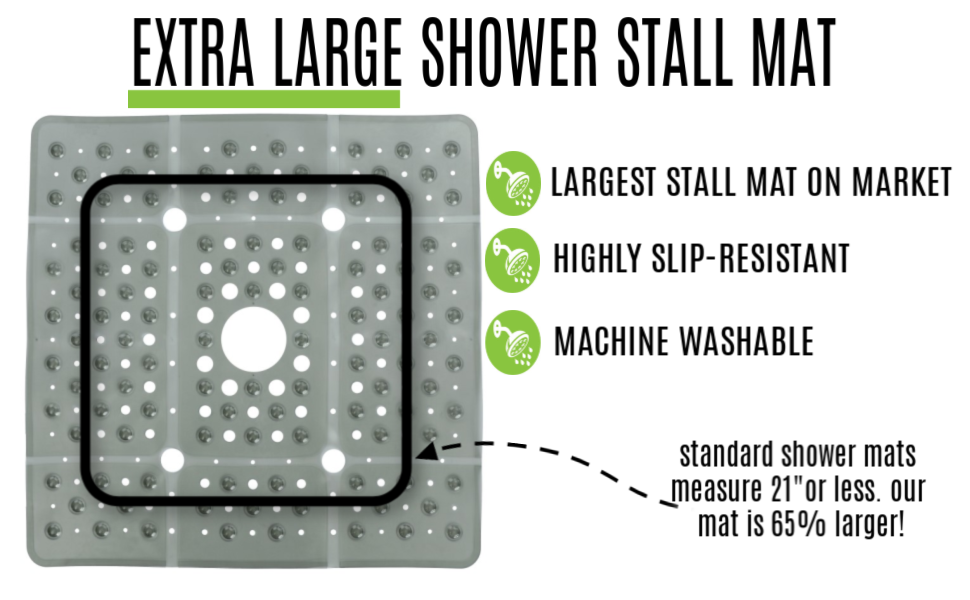 SlipX Solutions Extra Large Square Shower Mat, 27 x 27