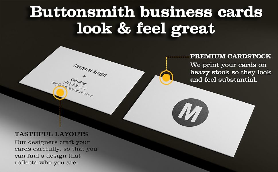 Buttonsmith Custom Premium Printed Business Cards 3.5"x2" Quantity 500 Double