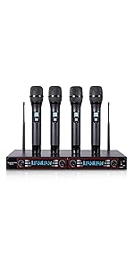 NESO-U4HH Selectable Mountable Professional UHF Wireless Microphone System Metal Receiver 4 Handheld