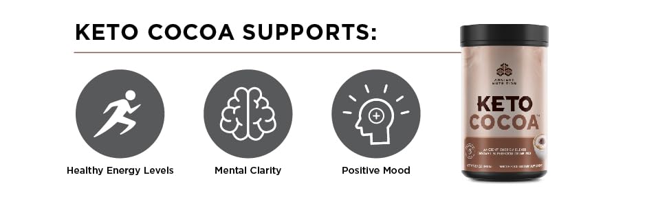 Keto Cocoa Supports: Healthy energy levels, mental clarity, and positive mood