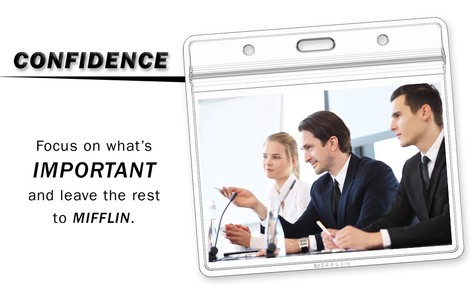 MIFFLIN Large Horizontal ID Name Badge Holder (Clear, 102x76 mm, 10