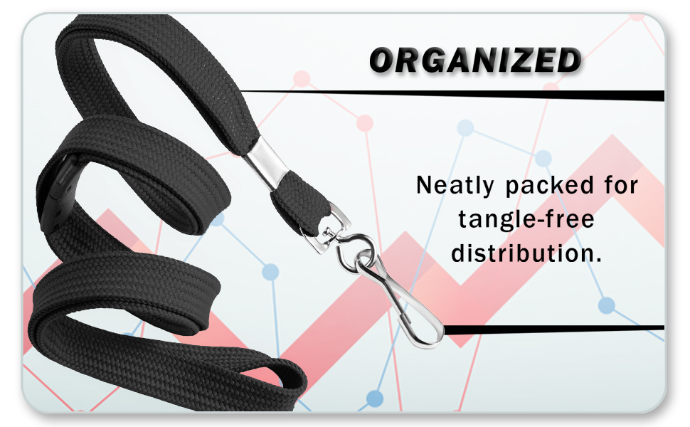 MIFFLIN Flat Breakaway Safety Lanyard for ID Badges (Black, 91 cm, 100