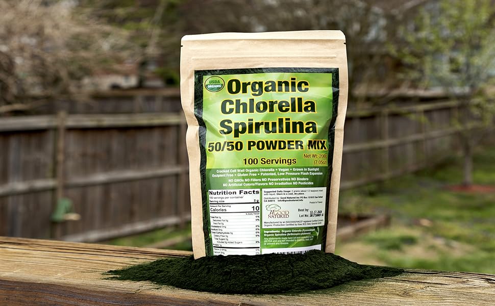 Spirulina orgánica en polvo Good Natured Chlorella 50/50